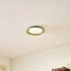 Lindby LED plafondlamp Florie, groen, metaal, Ø 40 cm