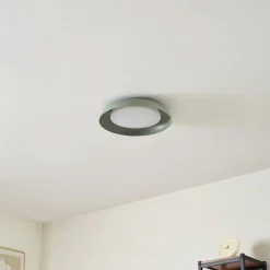 Lindby LED plafondlamp Florie, groen, metaal, Ø 40 cm