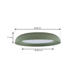 Lindby LED plafondlamp Florie, groen, metaal, Ø 40 cm