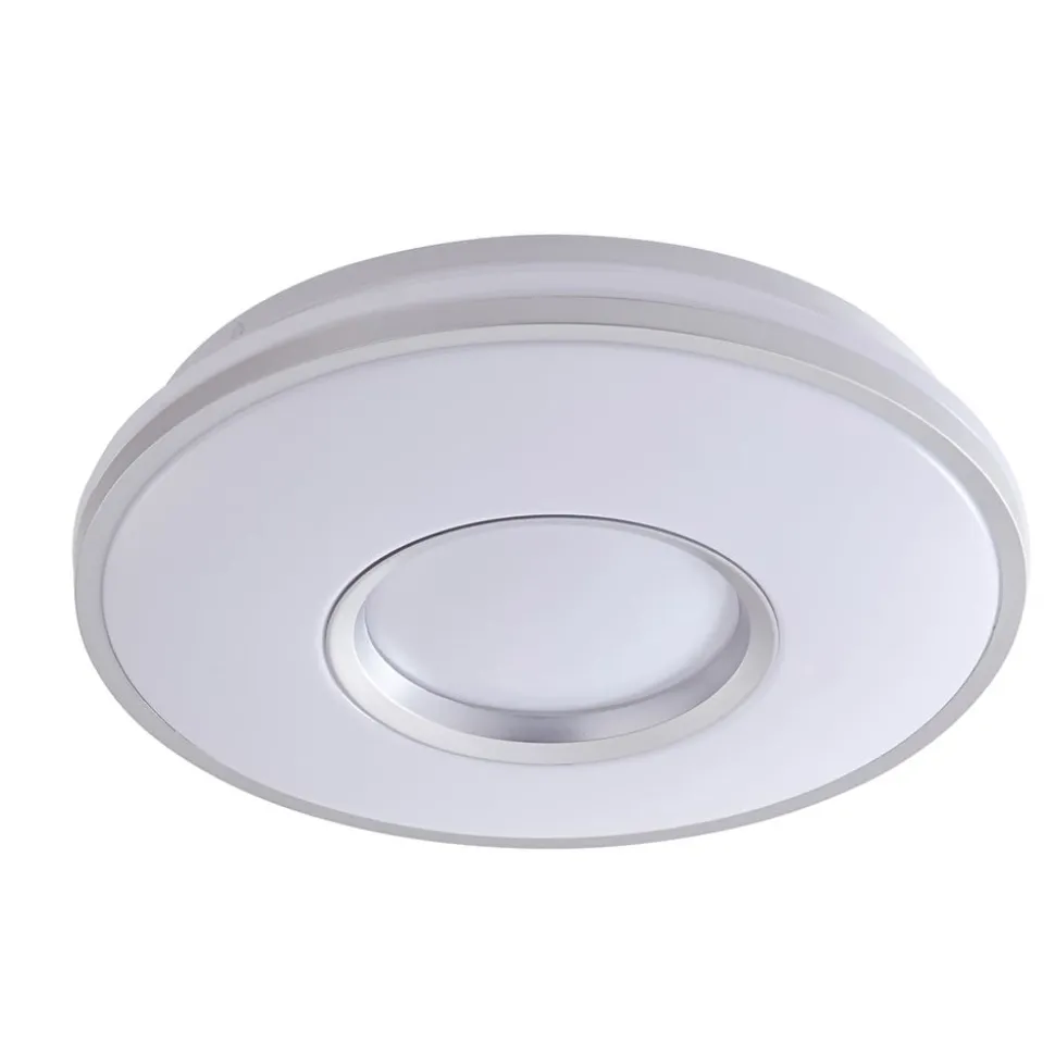 Lindby LED plafondlamp Furgo, zilver/wit, kunststof, IP44