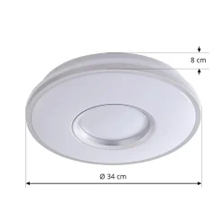 Lindby LED plafondlamp Furgo, zilver/wit, kunststof, IP44