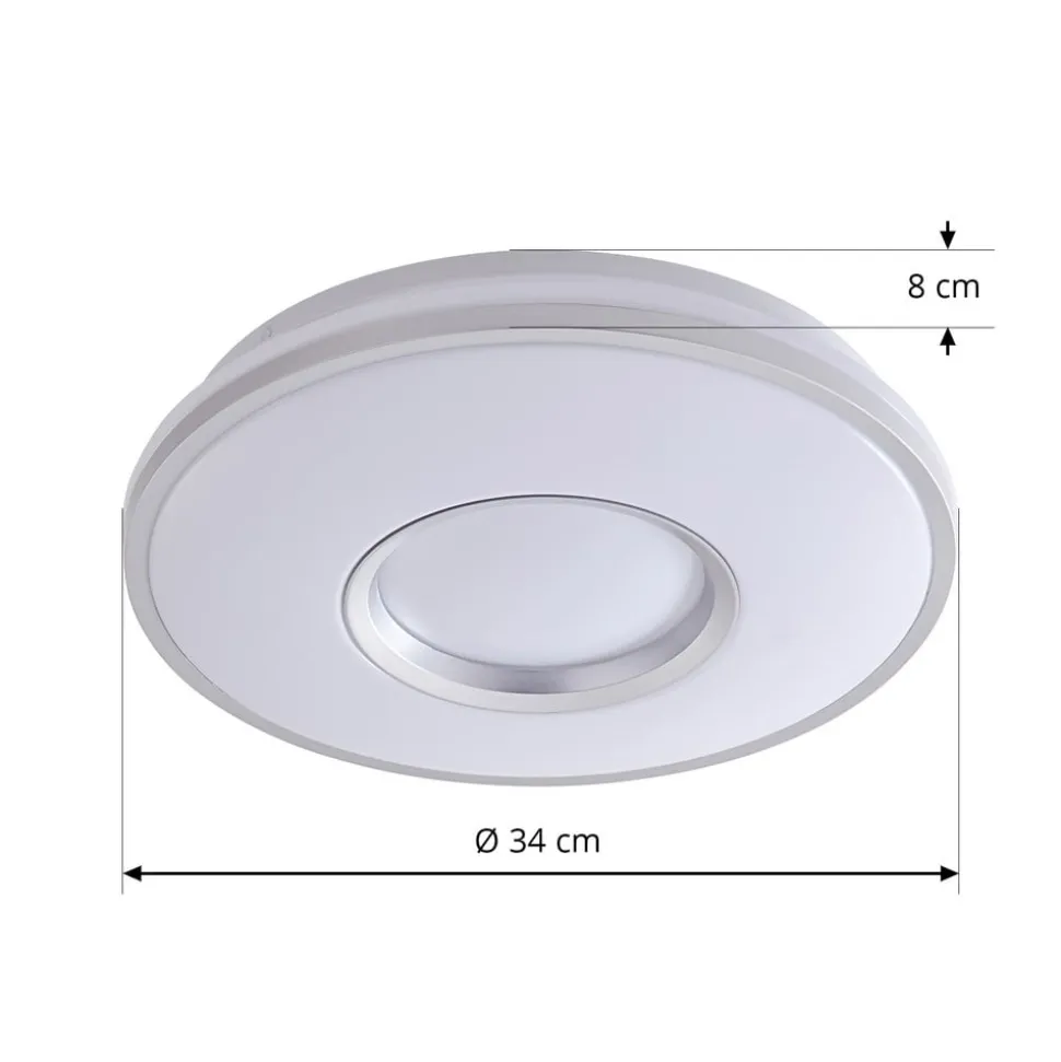 Lindby LED plafondlamp Furgo, zilver/wit, kunststof, IP44