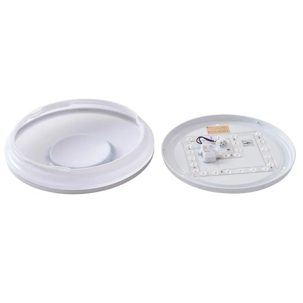 Lindby LED plafondlamp Furgo, zilver/wit, kunststof, IP44