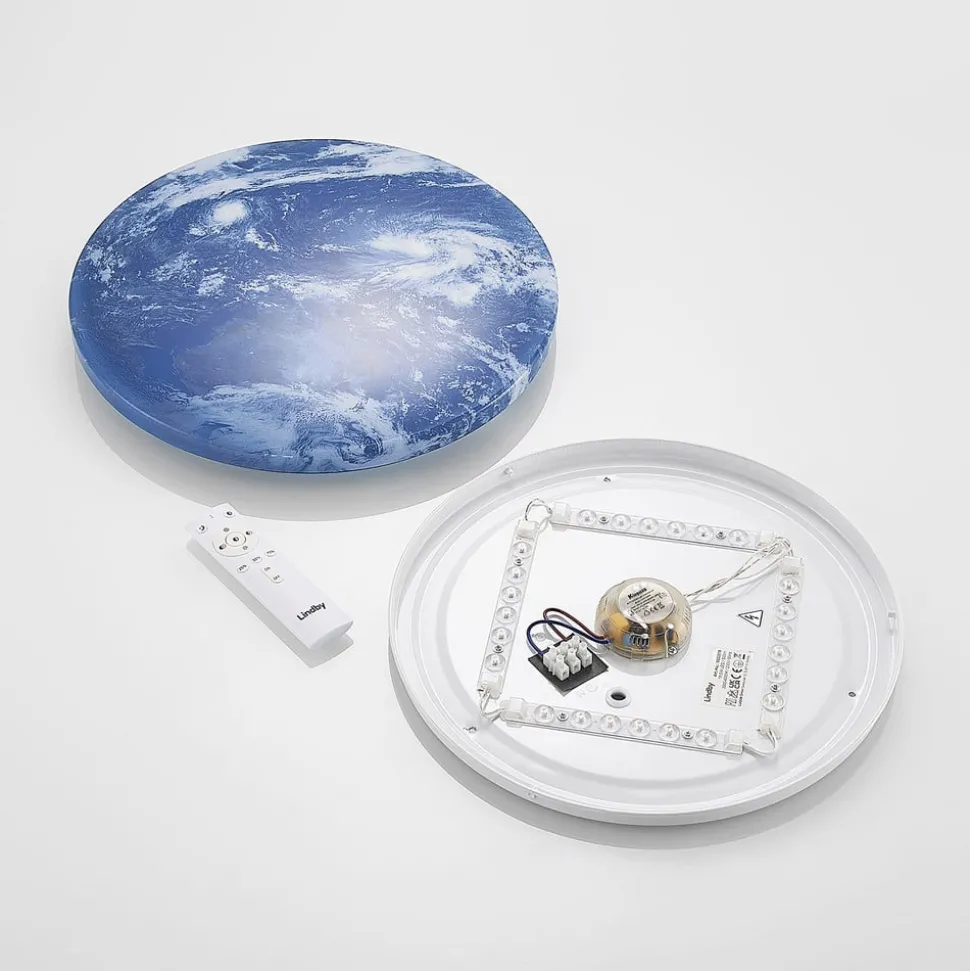 Lindby LED plafondlamp Gaios Ø 38 cm, blauw, CCT, dimbaar