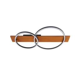 Lindby LED plafondlamp Galad, zwart, hout, 2-lamps, 75 cm