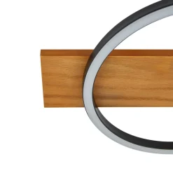 Lindby LED plafondlamp Galad, zwart, hout, 3-lamps, 98 cm