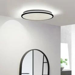 Lindby LED plafondlamp Glane, Ø 38 cm, zwart/wit, IP44