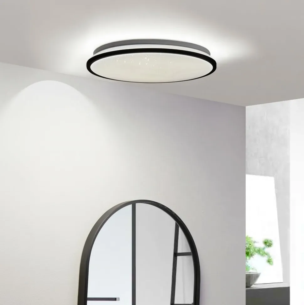 Lindby LED plafondlamp Glane, Ø 38 cm, zwart/wit, IP44