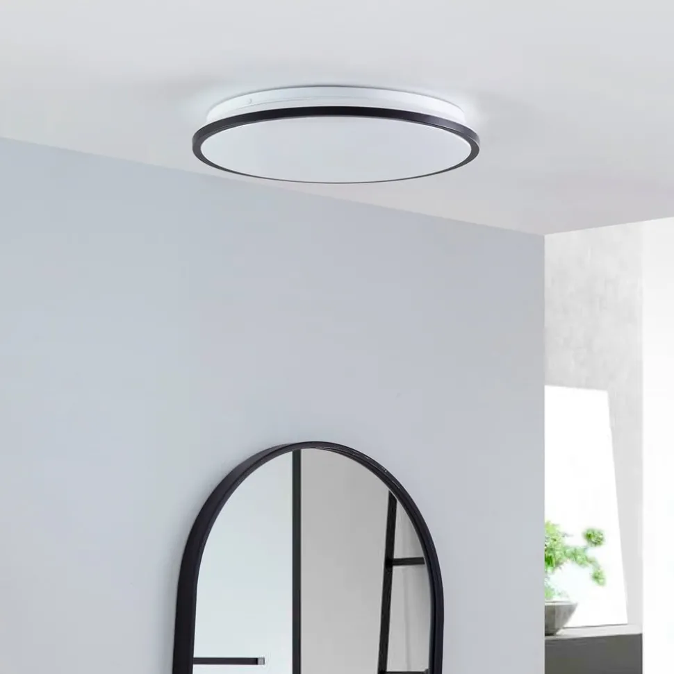 Lindby LED plafondlamp Glane, Ø 38 cm, zwart/wit, IP44