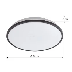 Lindby LED plafondlamp Glane, Ø 38 cm, zwart/wit, IP44