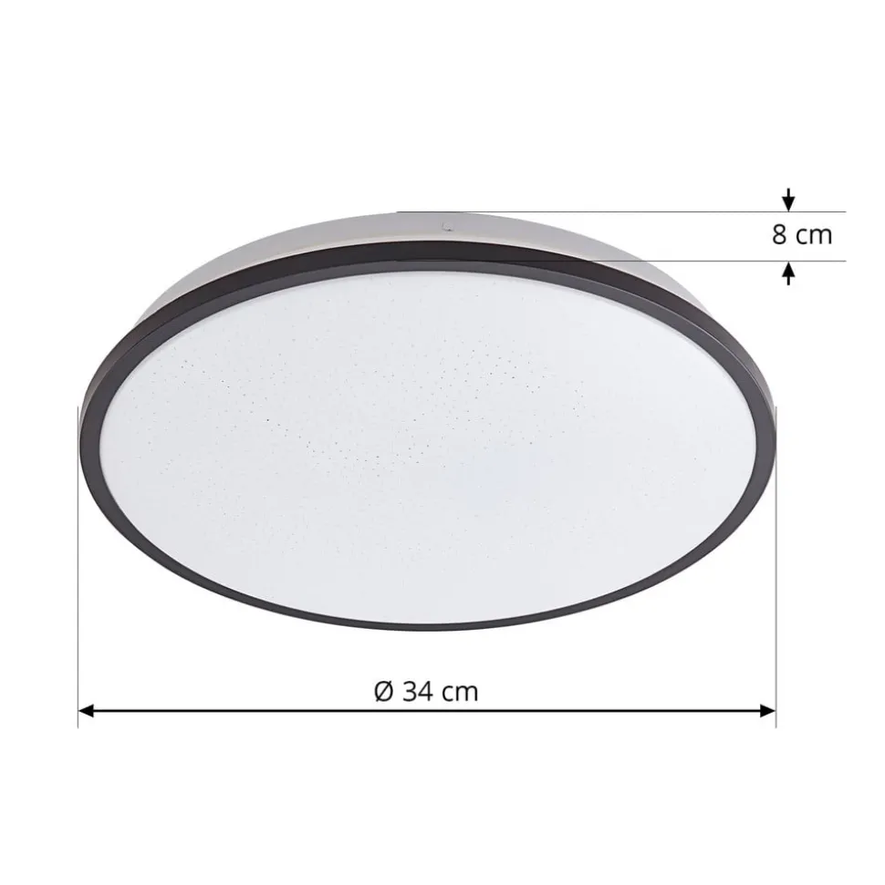 Lindby LED plafondlamp Glane, Ø 38 cm, zwart/wit, IP44