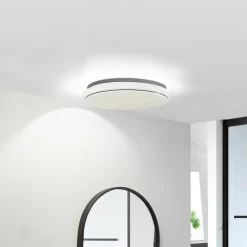 Lindby LED plafondlamp Glamo, Ø 39 cm, chroom, wit, IP44