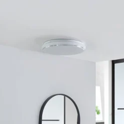 Lindby LED plafondlamp Glamo, Ø 39 cm, chroom, wit, IP44