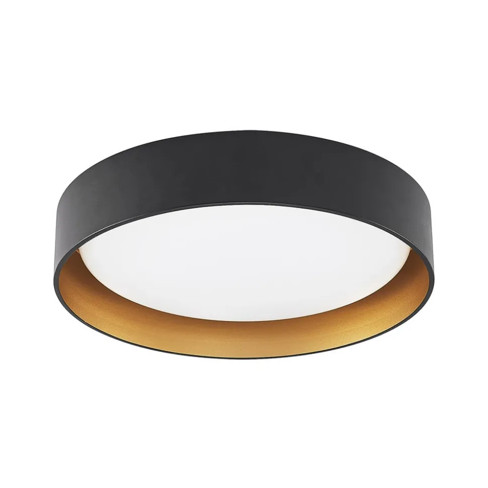 Lindby LED plafondlamp Gracjan, zwart, metaal, CCT, Ø45cm