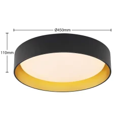 Lindby LED plafondlamp Gracjan, zwart, metaal, CCT, Ø45cm