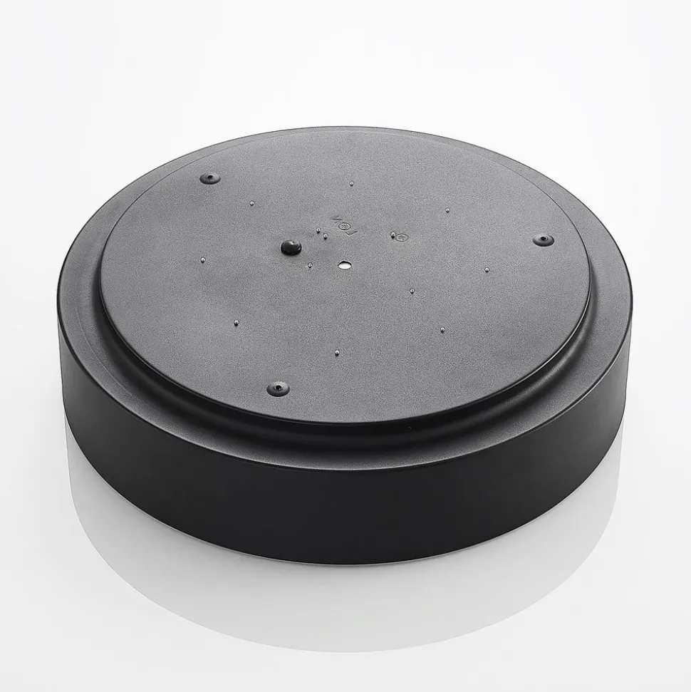 Lindby LED plafondlamp Gracjan, zwart, metaal, CCT, Ø45cm