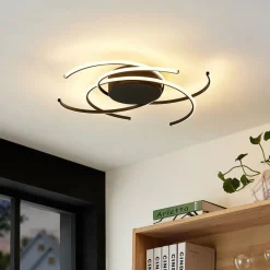 Lindby LED plafondlamp, Hamza, Ø 49 cm, zwart, aluminium