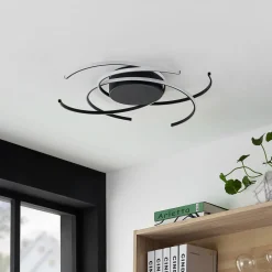 Lindby LED plafondlamp, Hamza, Ø 49 cm, zwart, aluminium