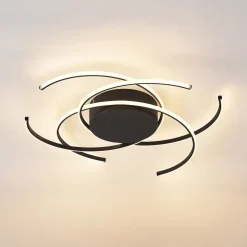 Lindby LED plafondlamp, Hamza, Ø 49 cm, zwart, aluminium