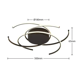 Lindby LED plafondlamp, Hamza, Ø 49 cm, zwart, aluminium