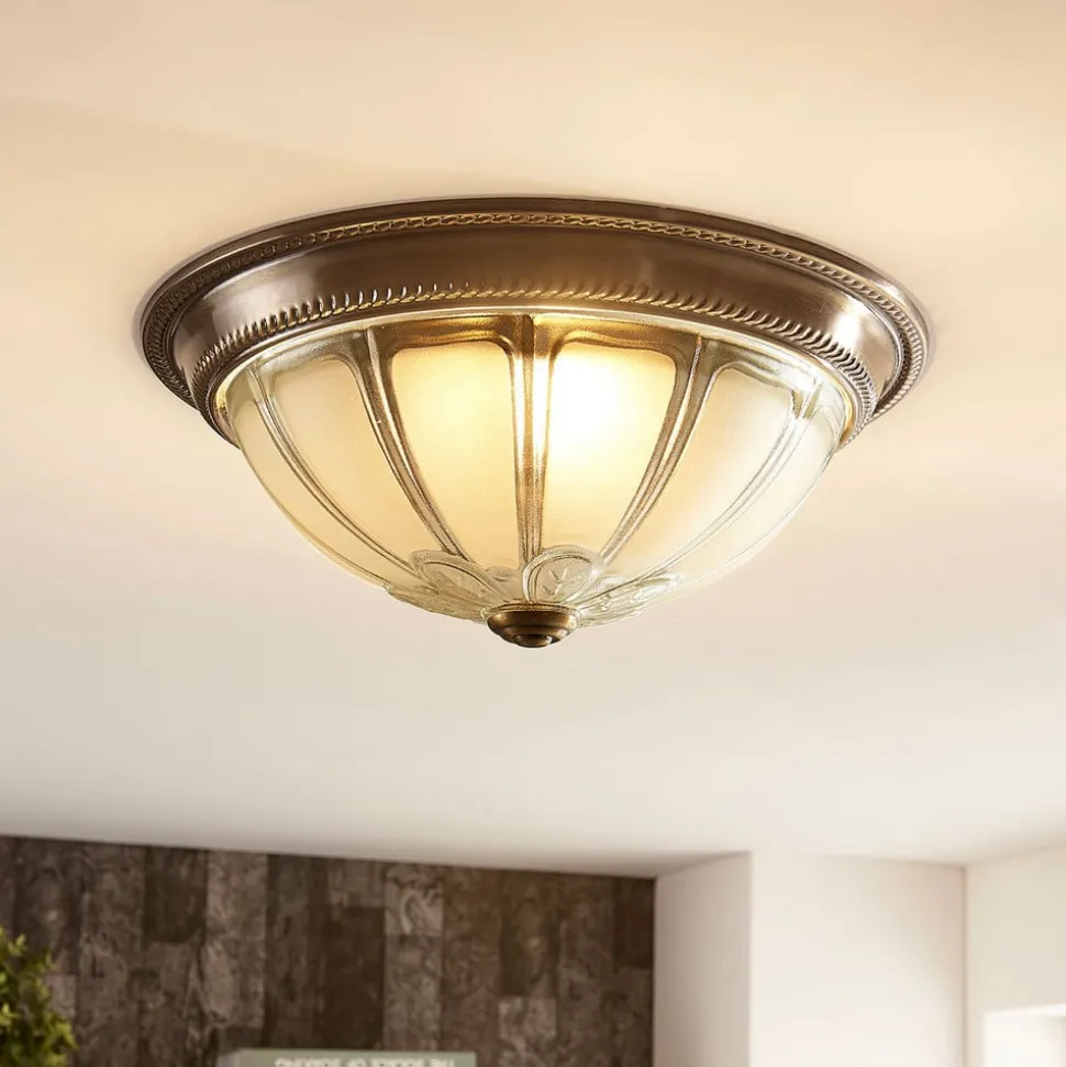 Lindby LED plafondlamp Henja, antiek messing, Ø 32 cm, dimbaar