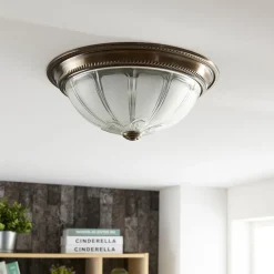 Lindby LED plafondlamp Henja, antiek messing, Ø 32 cm, dimbaar