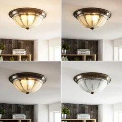 Lindby LED plafondlamp Henja, antiek messing, Ø 32 cm, dimbaar