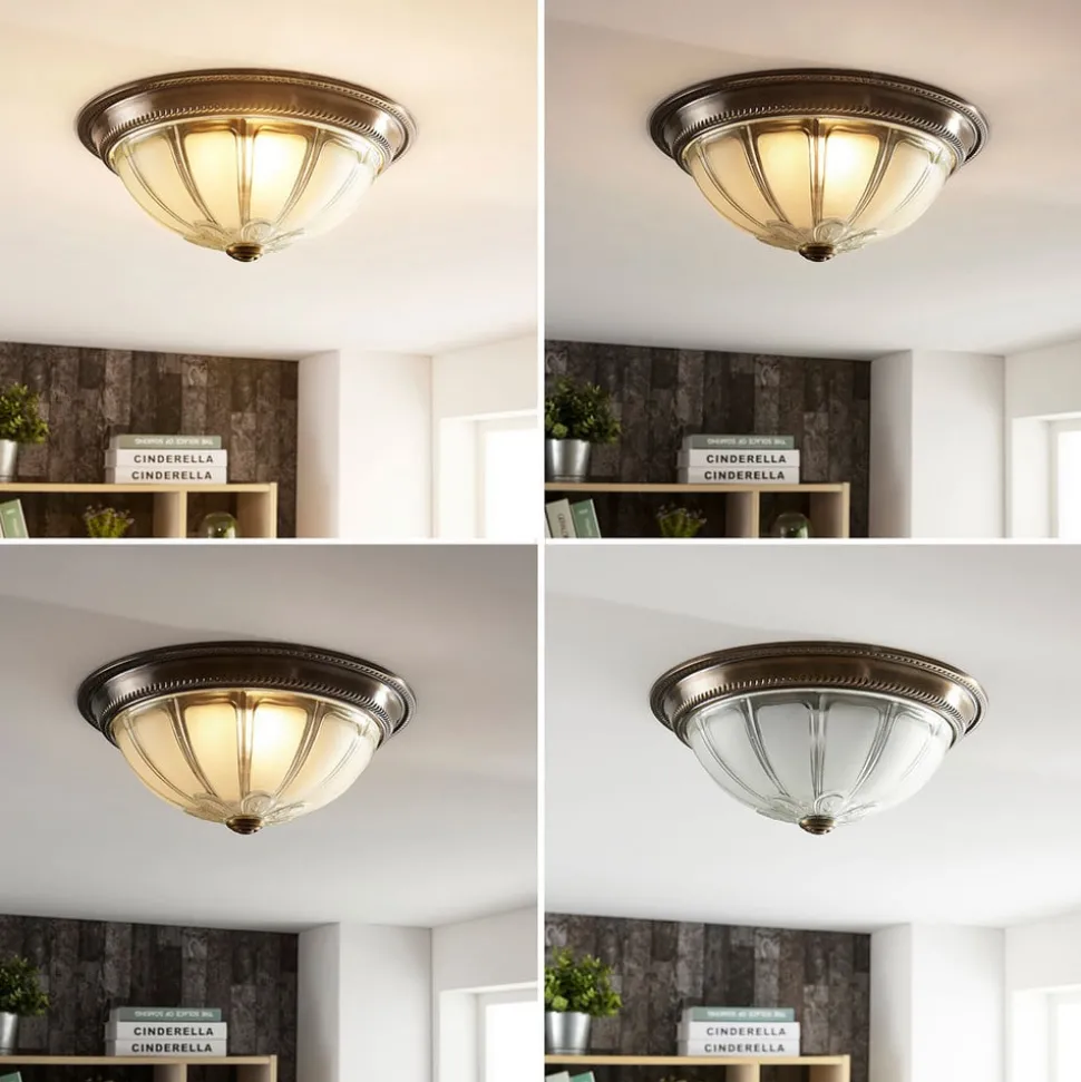 Lindby LED plafondlamp Henja, antiek messing, Ø 32 cm, dimbaar