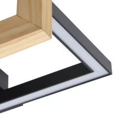 Lindby LED plafondlamp Holamu, 46cm, zwart, hout, metaal