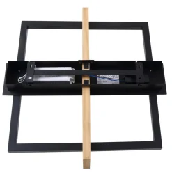 Lindby LED plafondlamp Holamu, 46cm, zwart, hout, metaal