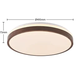 Lindby LED plafondlamp Hudsona, Ø 49 cm, hout, bruin