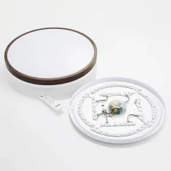 Lindby LED plafondlamp Hudsona, Ø 49 cm, hout, bruin