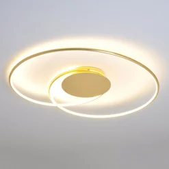 Lindby LED plafondlamp Joline, Ø 74 cm, goudkleurig, metaal