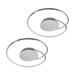 Lindby LED plafondlamp Joline, set van 2, Ø 46 cm, chroomkleurig