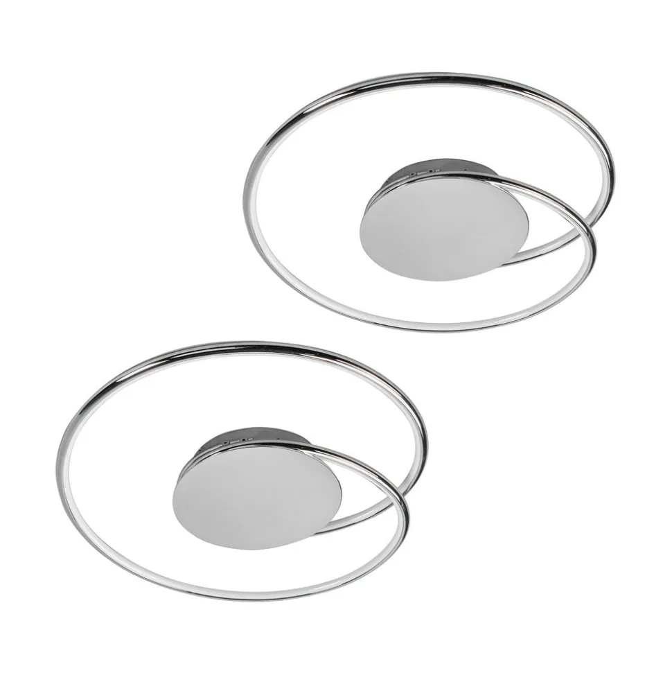 Lindby LED plafondlamp Joline, set van 2, Ø 46 cm, chroomkleurig