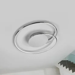 Lindby LED plafondlamp Joline, set van 2, Ø 46 cm, chroomkleurig