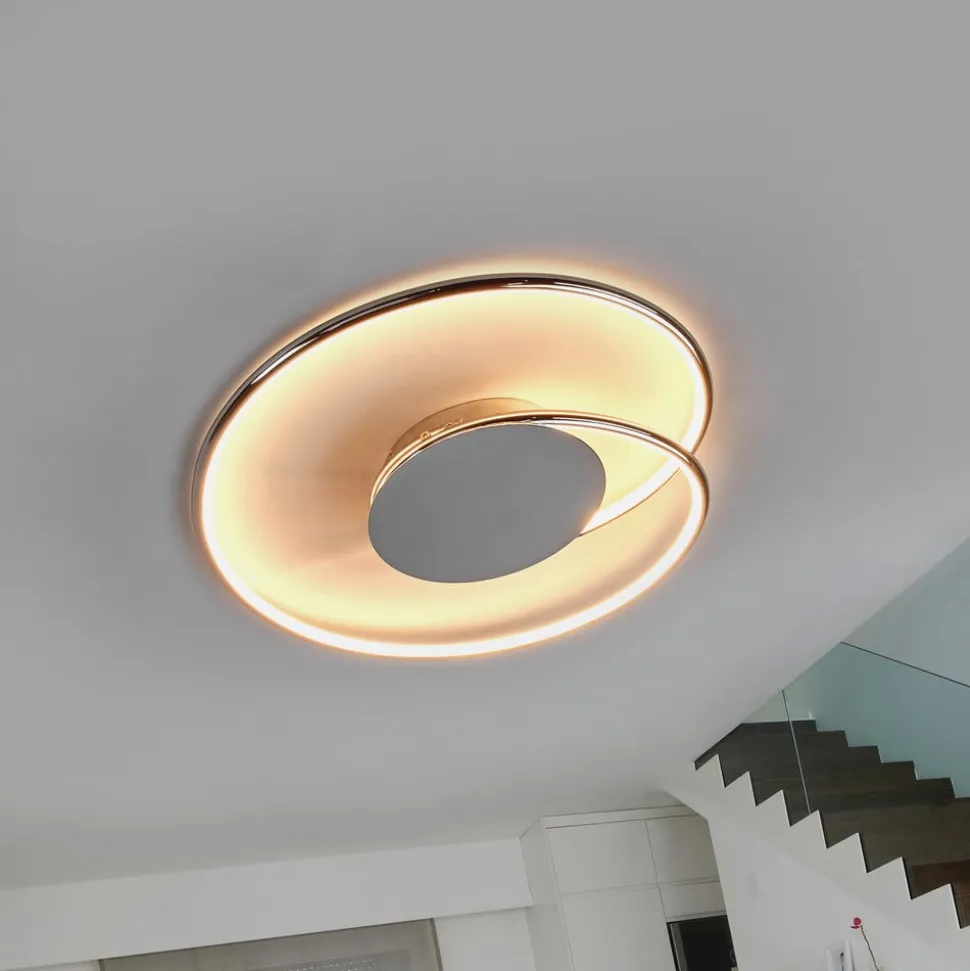 Lindby LED plafondlamp Joline, set van 2, Ø 46 cm, chroomkleurig