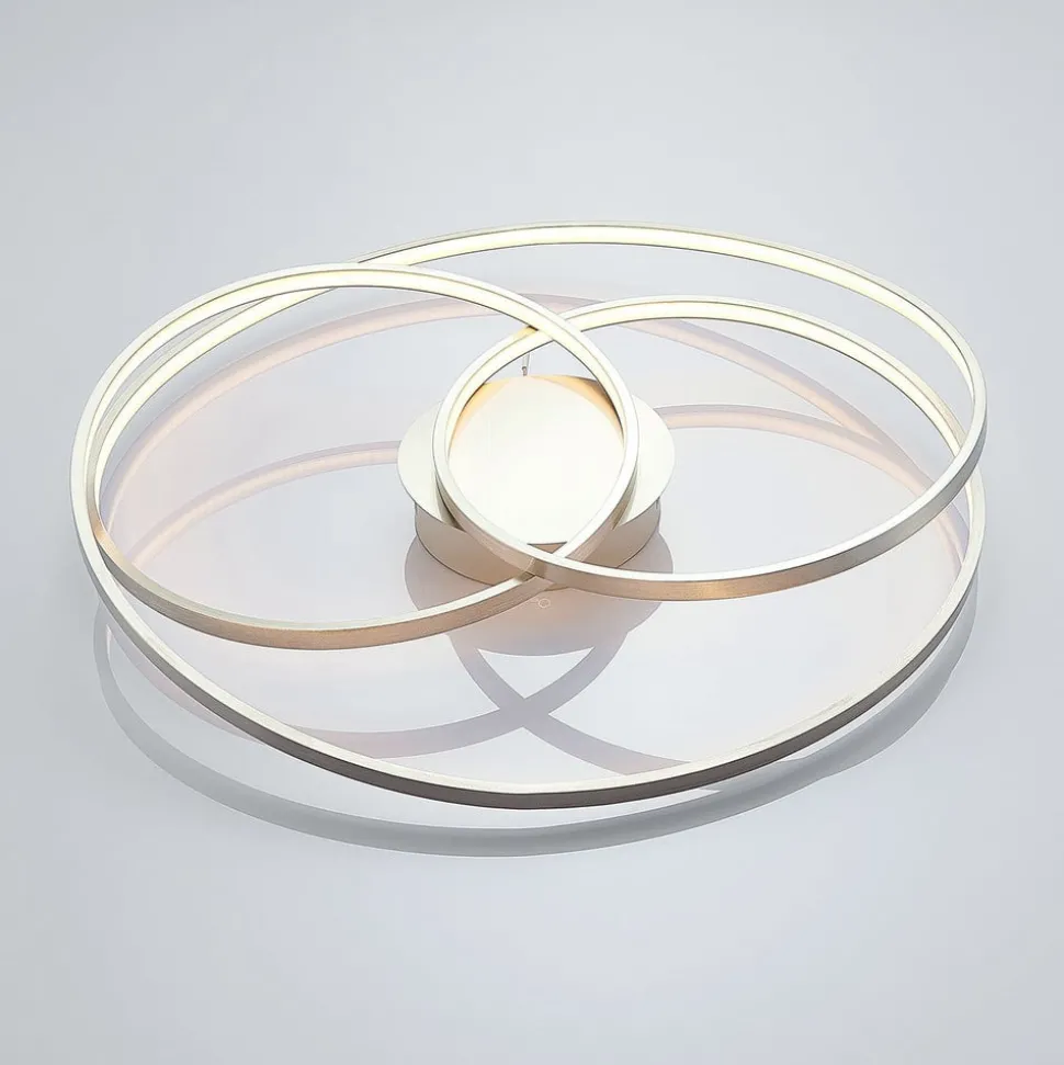 Lindby LED plafondlamp Joline, Ø 60 cm, nikkelkleurig, metaal