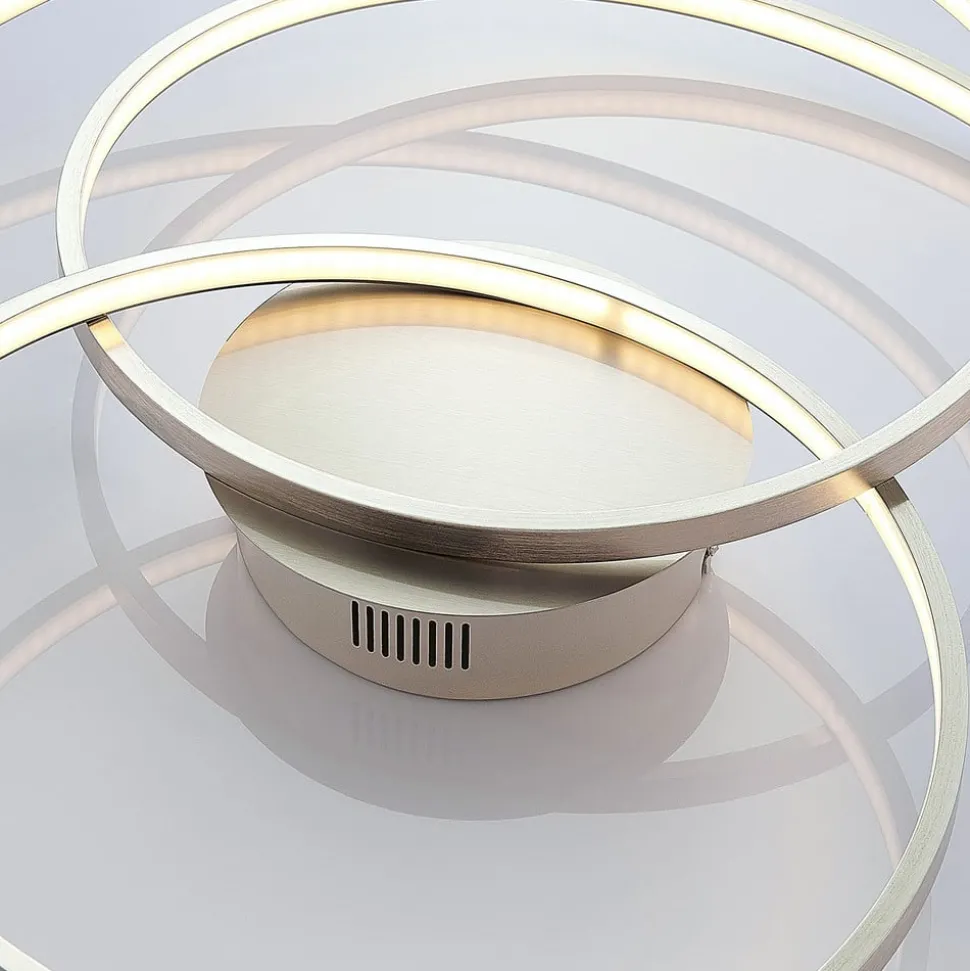 Lindby LED plafondlamp Joline, Ø 60 cm, nikkelkleurig, metaal