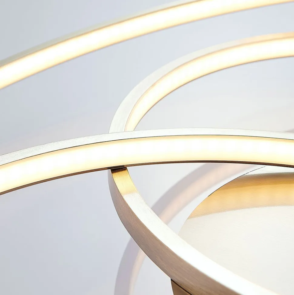 Lindby LED plafondlamp Joline, Ø 60 cm, nikkelkleurig, metaal