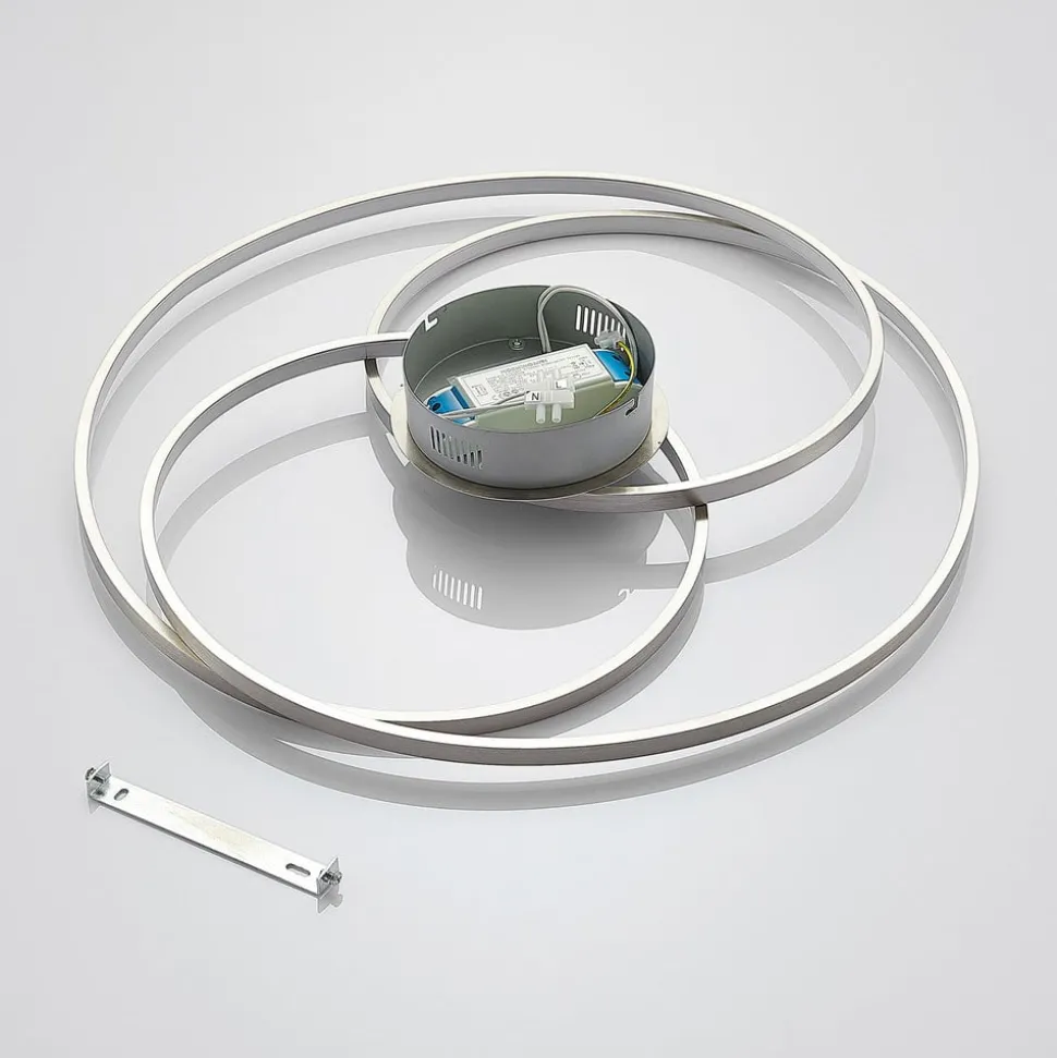 Lindby LED plafondlamp Joline, Ø 60 cm, nikkelkleurig, metaal