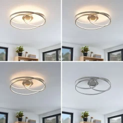 Lindby LED plafondlamp Joline, Ø 60 cm, nikkelkleurig, metaal