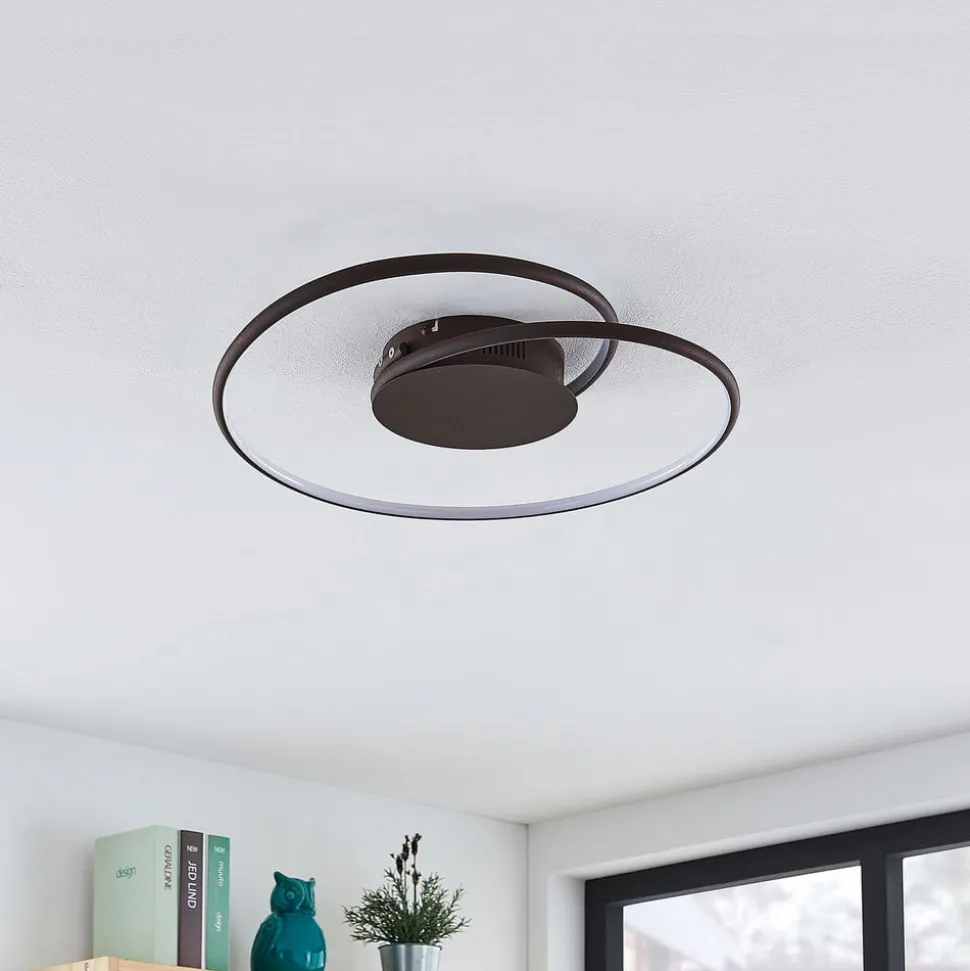 Lindby LED plafondlamp Joline, Ø 45 cm, roestbruin, metaal