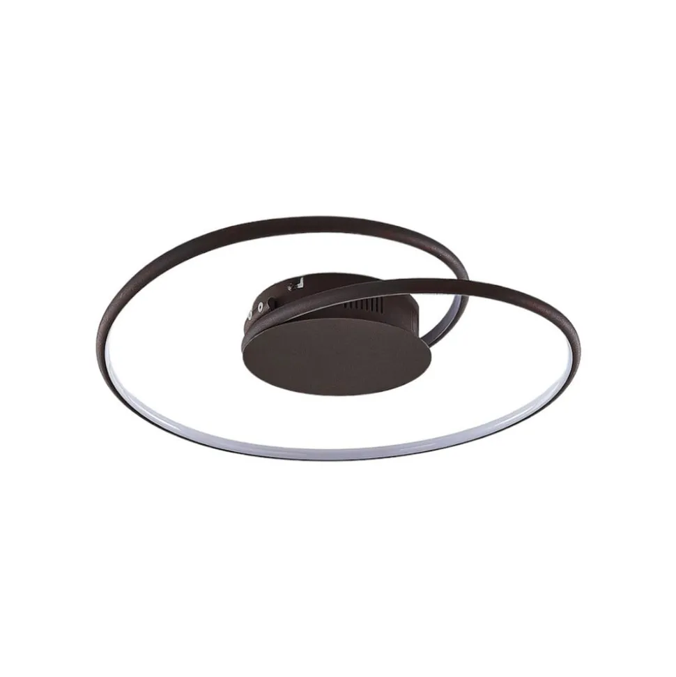 Lindby LED plafondlamp Joline, Ø 45 cm, roestbruin, metaal