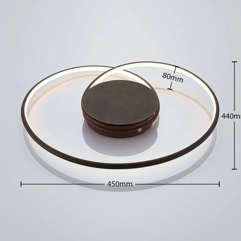 Lindby LED plafondlamp Joline, Ø 45 cm, roestbruin, metaal