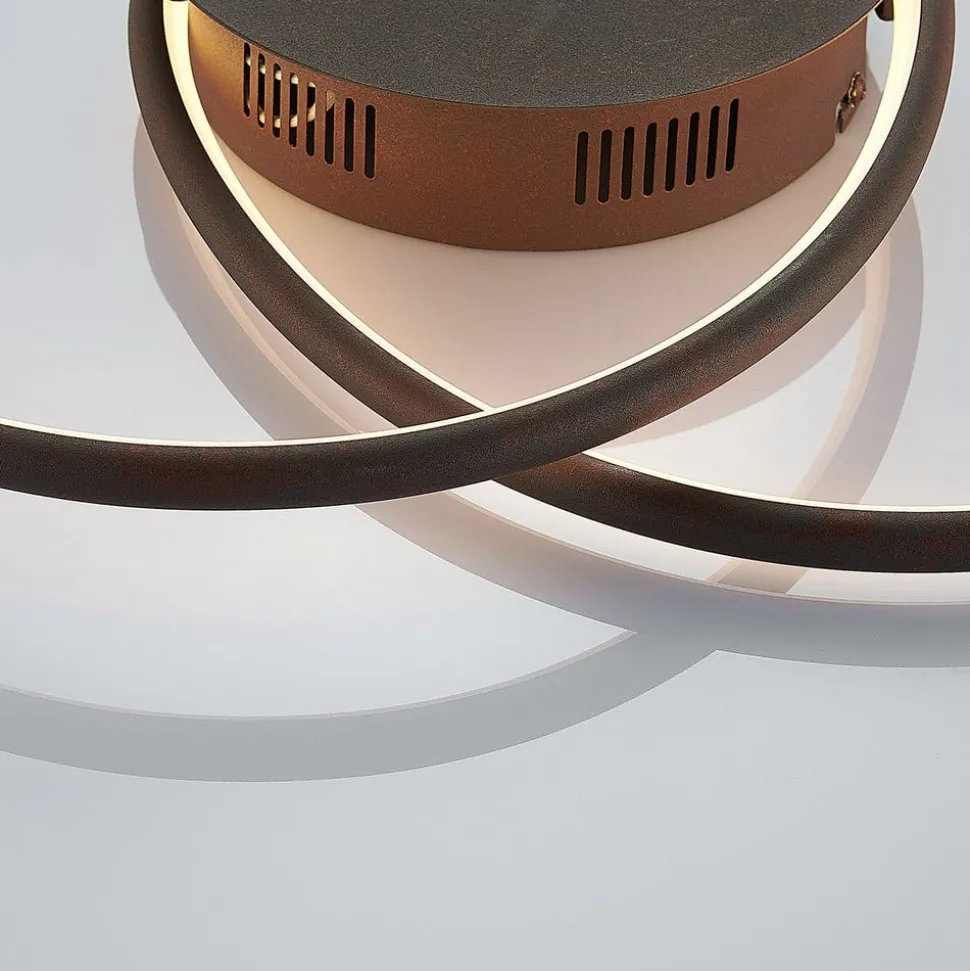 Lindby LED plafondlamp Joline, Ø 45 cm, roestbruin, metaal
