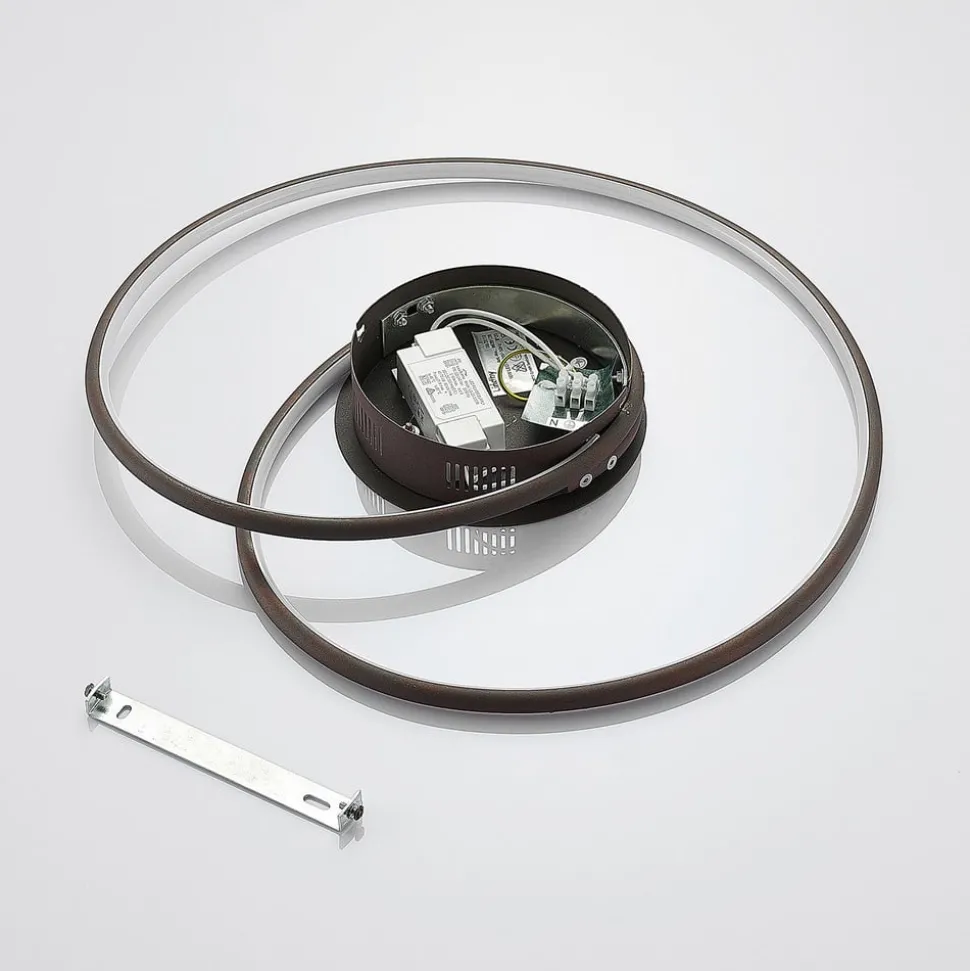 Lindby LED plafondlamp Joline, Ø 45 cm, roestbruin, metaal