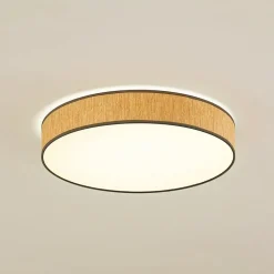 Lindby LED plafondlamp Jutis, beige, zeewier, Ø 50 cm