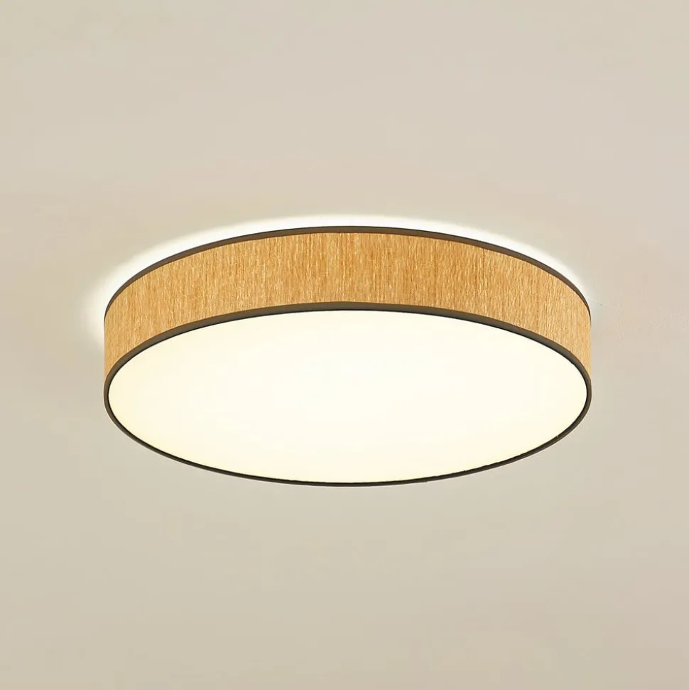 Lindby LED plafondlamp Jutis, beige, zeewier, Ø 50 cm