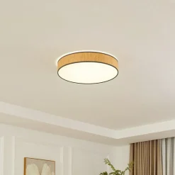 Lindby LED plafondlamp Jutis, beige, zeewier, Ø 50 cm